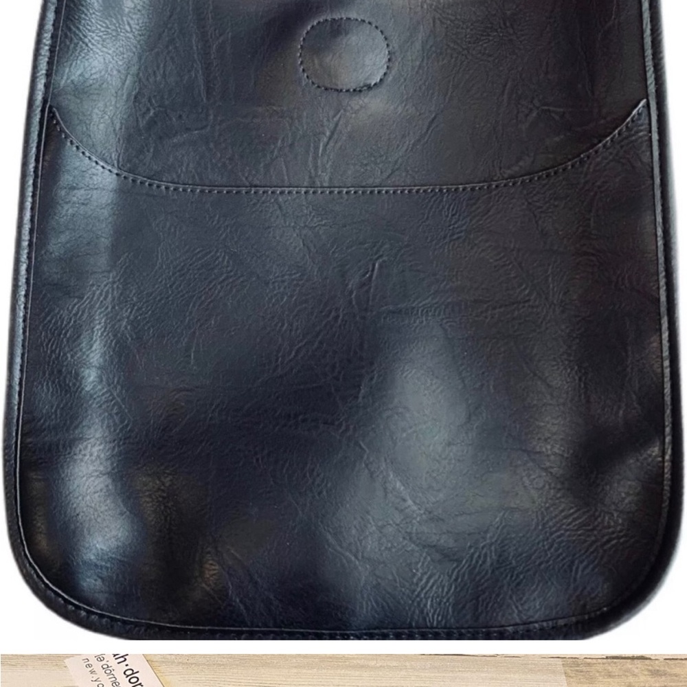 Ahdorned Classic Faux Leather Messenger Bag - BLACK - No Strap - Gold Hardware